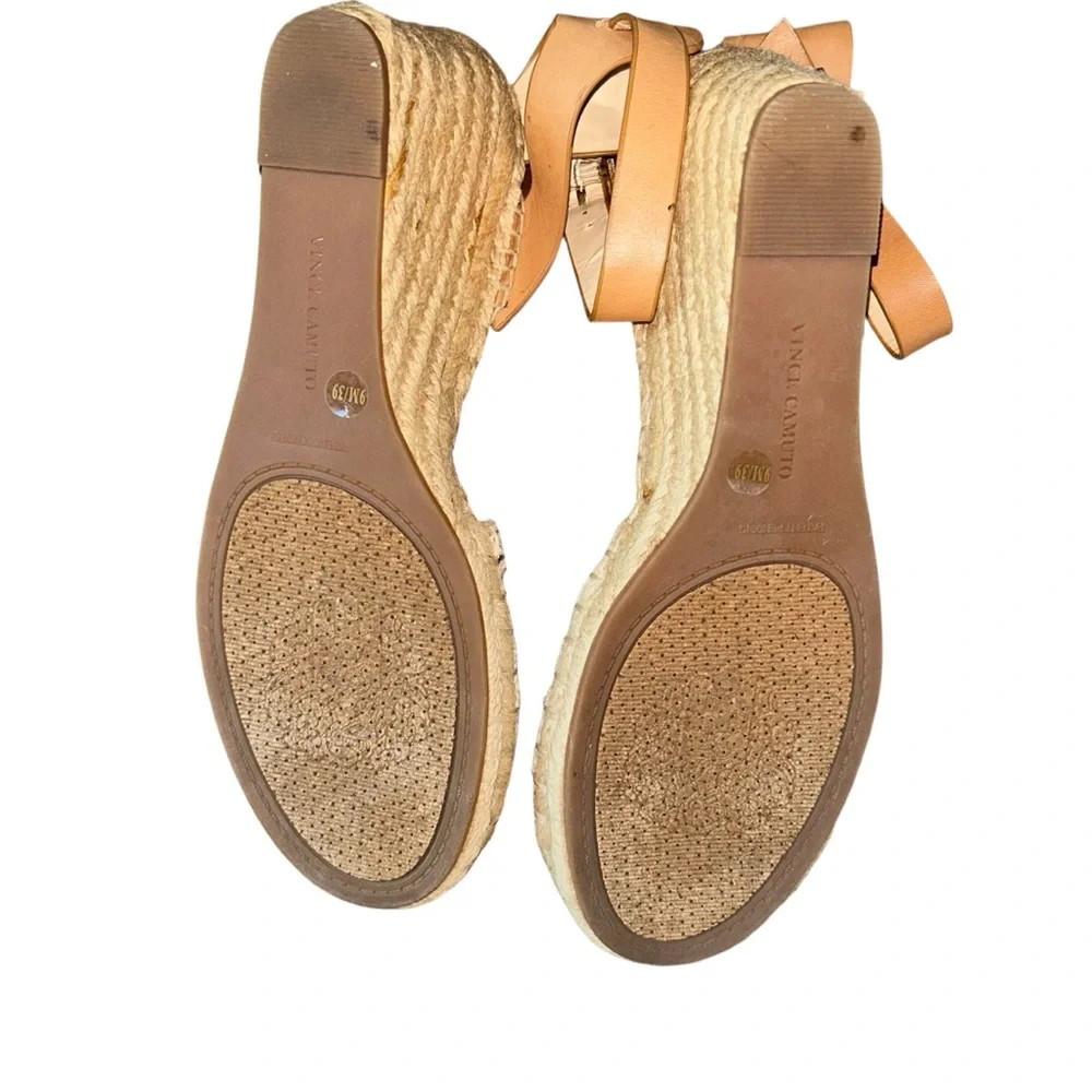 Vince Camuto Tesa Espadrille Wedge Sandals Cream Lace Leather Ankle Strap 9‎ 39